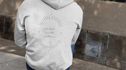 minimalist Hoodie 'Mental Health Matters', Mental Health Awareness, part of profit donated to charity, Self Care, ADHD, Anxiety, BPD