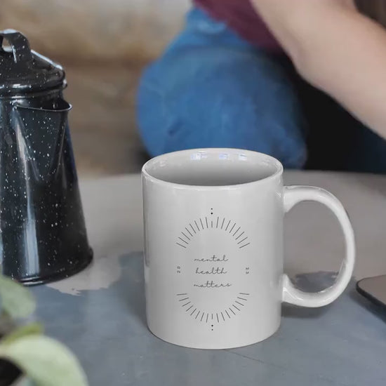 minimalist Mug 'Mental Health Matters', Mental Health Awareness, part of profit donated to charity, Self Care, coffee mug, tea cup, drinks