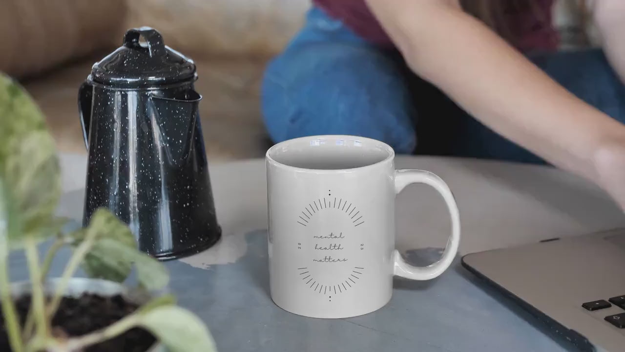 minimalist Mug 'Mental Health Matters', Mental Health Awareness, part of profit donated to charity, Self Care, coffee mug, tea cup, drinks