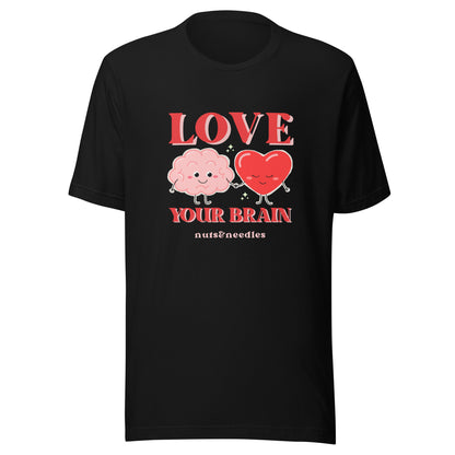 Valentines Day themed Mental Health T-shirt 'Love Your Brain'