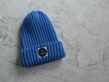 Beanie Anxiety Awareness (intense blue), Mental Health, part of profit donated to Charity, handmade knitwear, knit Merino wool beanie