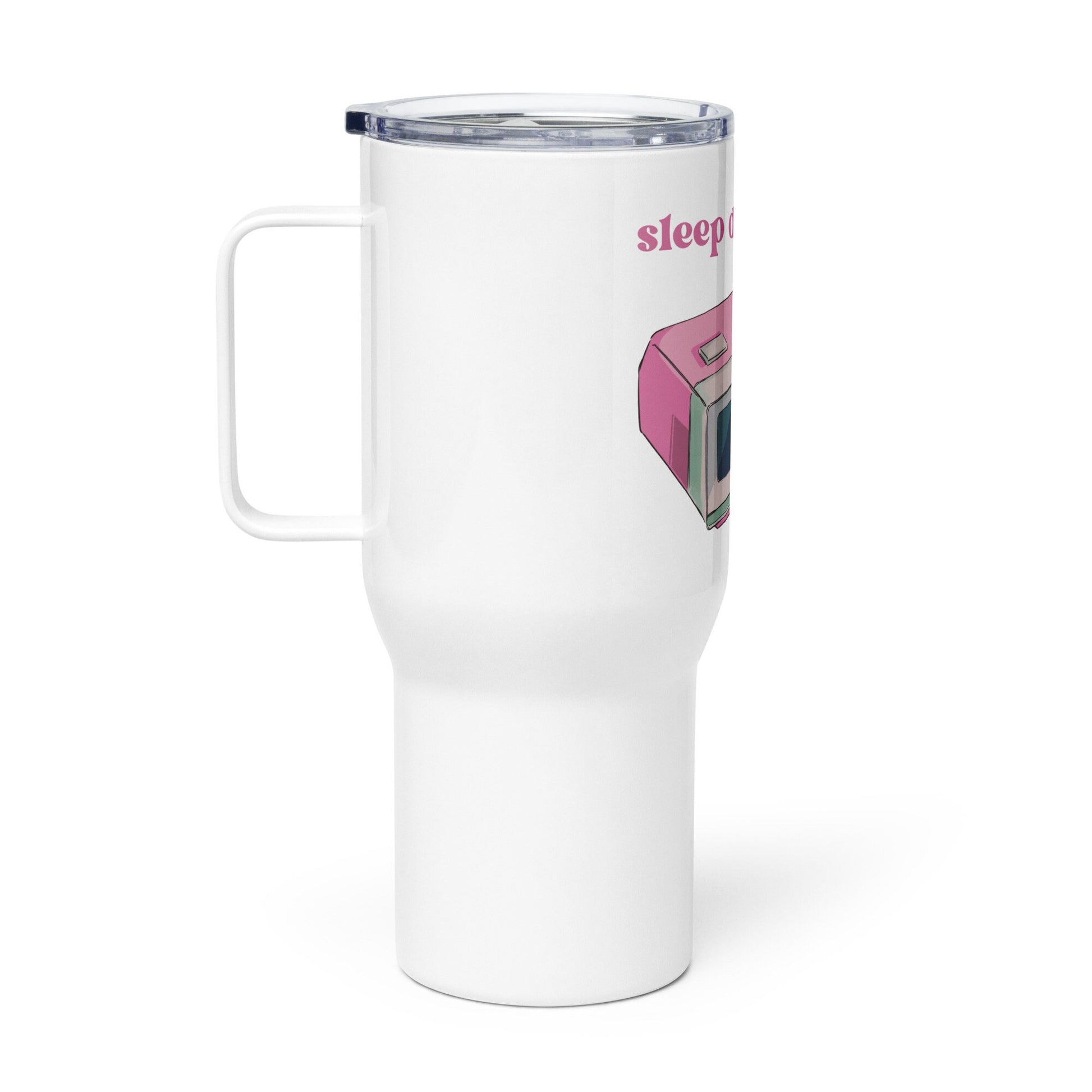 Mental Health Travel Mug &#39;Sleep Deprived&#39;, stainless steel mug with handle, Mental Health Awareness, Coffee Addicted, Coffee Cup