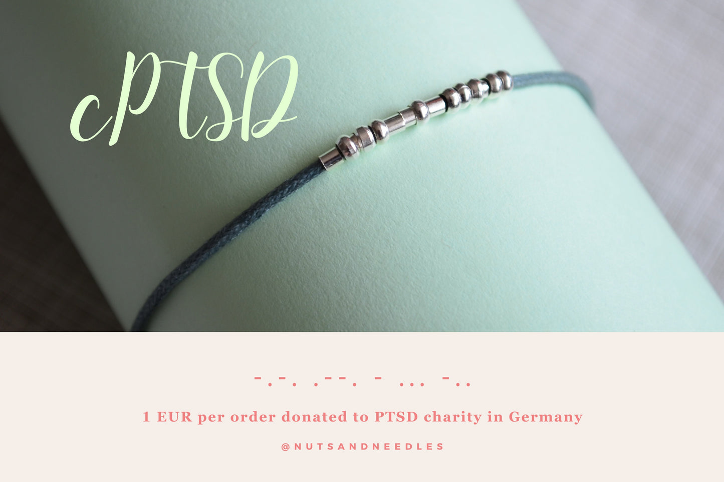 Minimalist Morse Code Bracelet, PTSD Awareness, part of profit donated to charity, Mental Health, handmade jewelry, anti stress jewelry