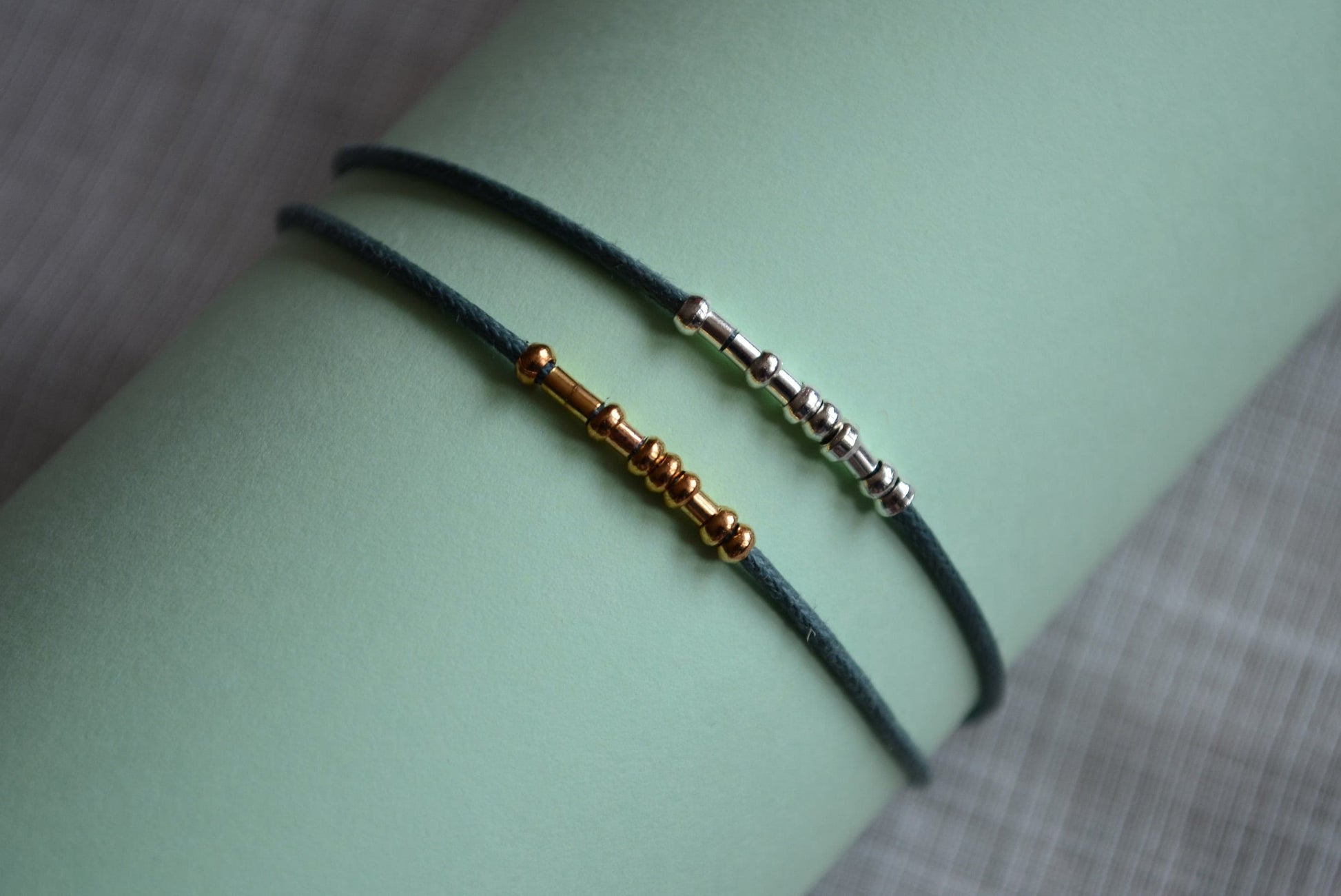 Minimalist Morse Code Bracelet, PTSD Awareness, part of profit donated to charity, Mental Health, handmade jewelry, anti stress jewelry