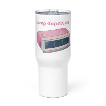 Mental Health Travel Mug &#39;Sleep Deprived&#39;, stainless steel mug with handle, Mental Health Awareness, Coffee Addicted, Coffee Cup