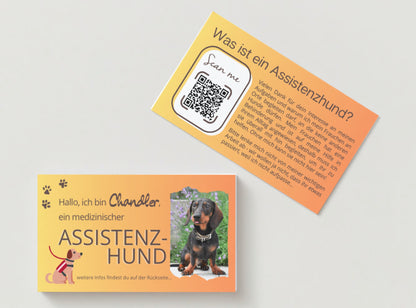 personalized Service Dog Business Card, smart way to sensitize people asking about your service dog, custom information about Service Dogs