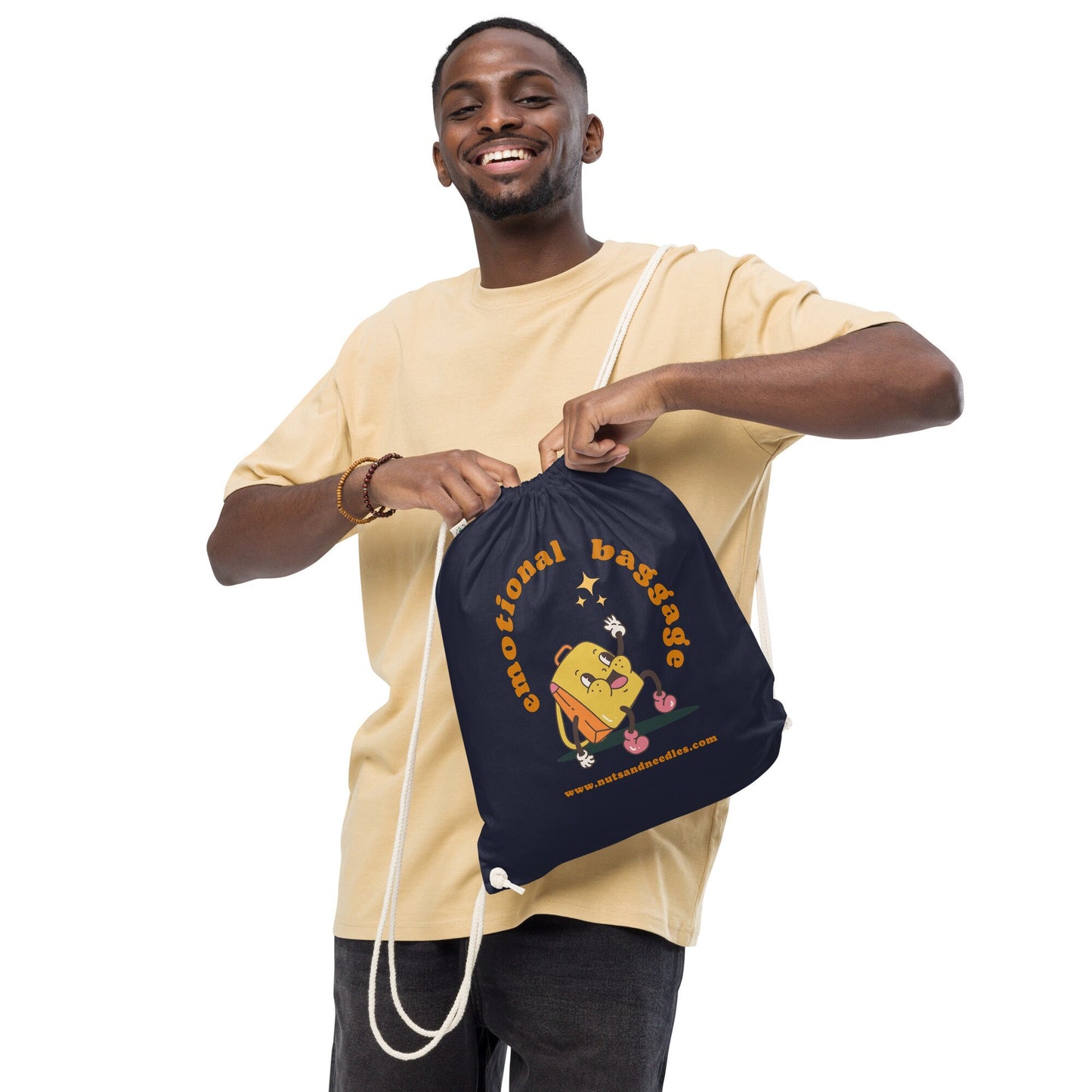 Mental Health cotton drawstring bag 'Emotional Baggage', Mental Health Awareness, part of profit donated to charity, Self Care, tote bag