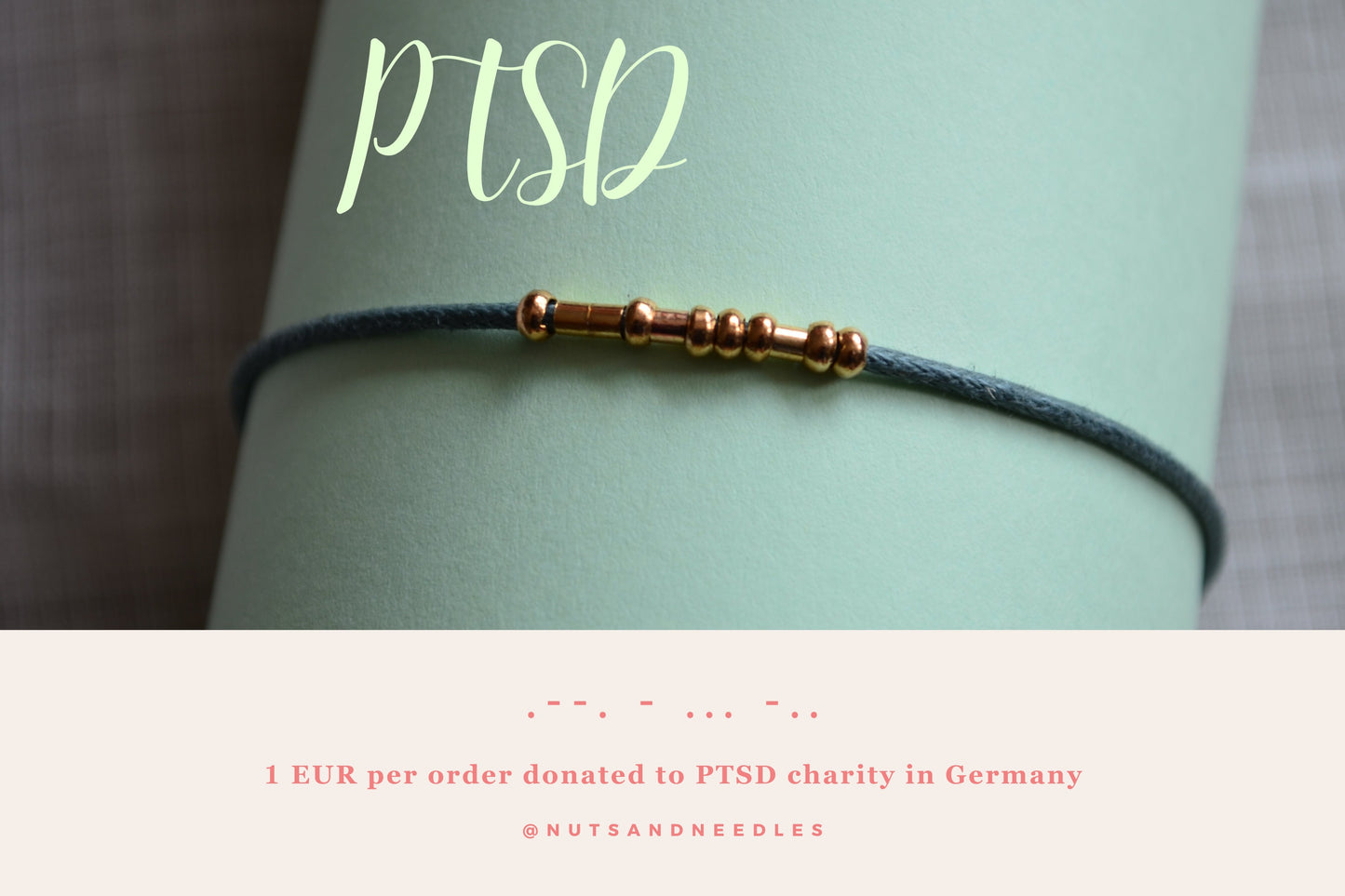 Minimalist Morse Code Bracelet, PTSD Awareness, part of profit donated to charity, Mental Health, handmade jewelry, anti stress jewelry