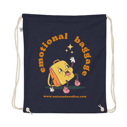 Mental Health cotton drawstring bag 'Emotional Baggage', Mental Health Awareness, part of profit donated to charity, Self Care, tote bag