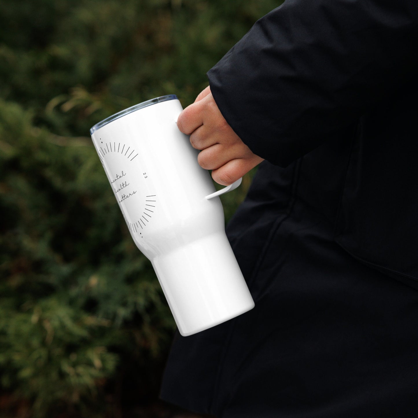 minimalist Travel Bag with handle 'Mental Health Matters', Mental Health Awareness, part of profit donated to charity, Self Care, coffee mug