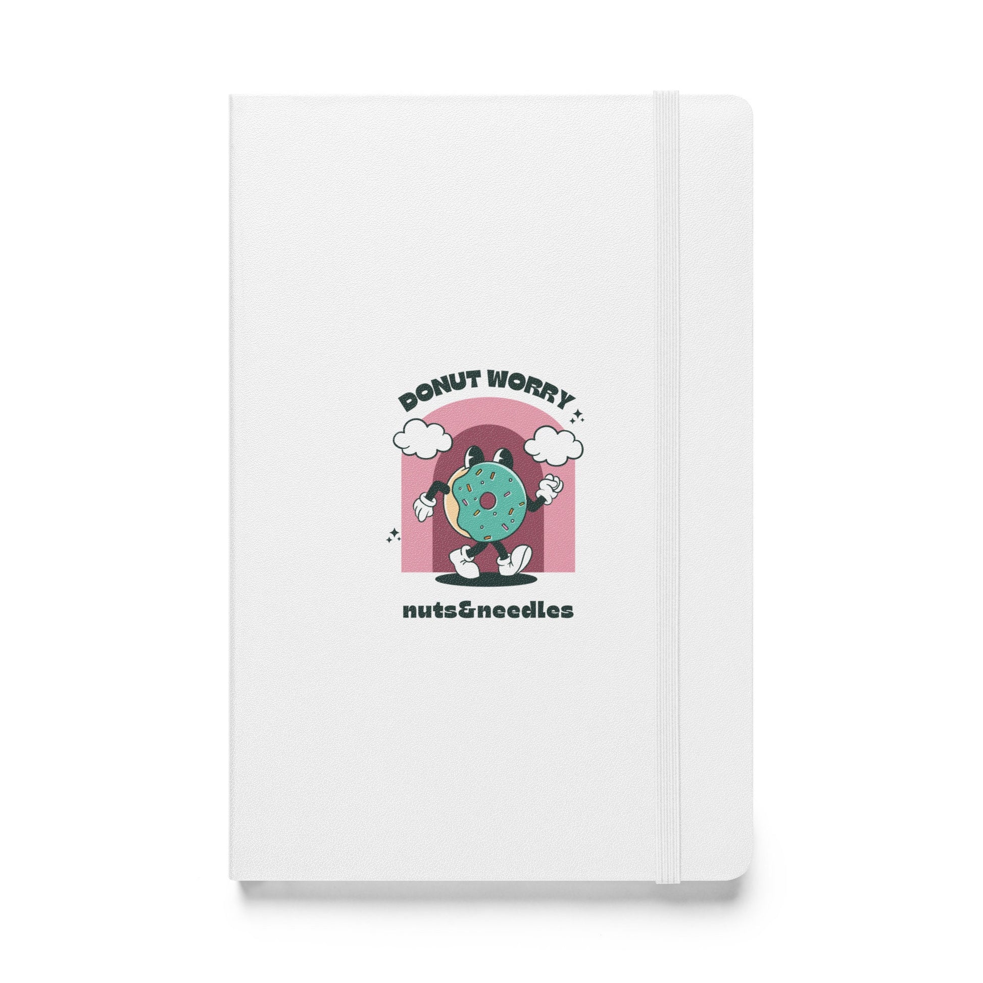 Mental Health Awareness Notebook &#39;Donut Worry&#39;, Hardcover bound notebook, part of profit donated to Mental Health Awareness charity