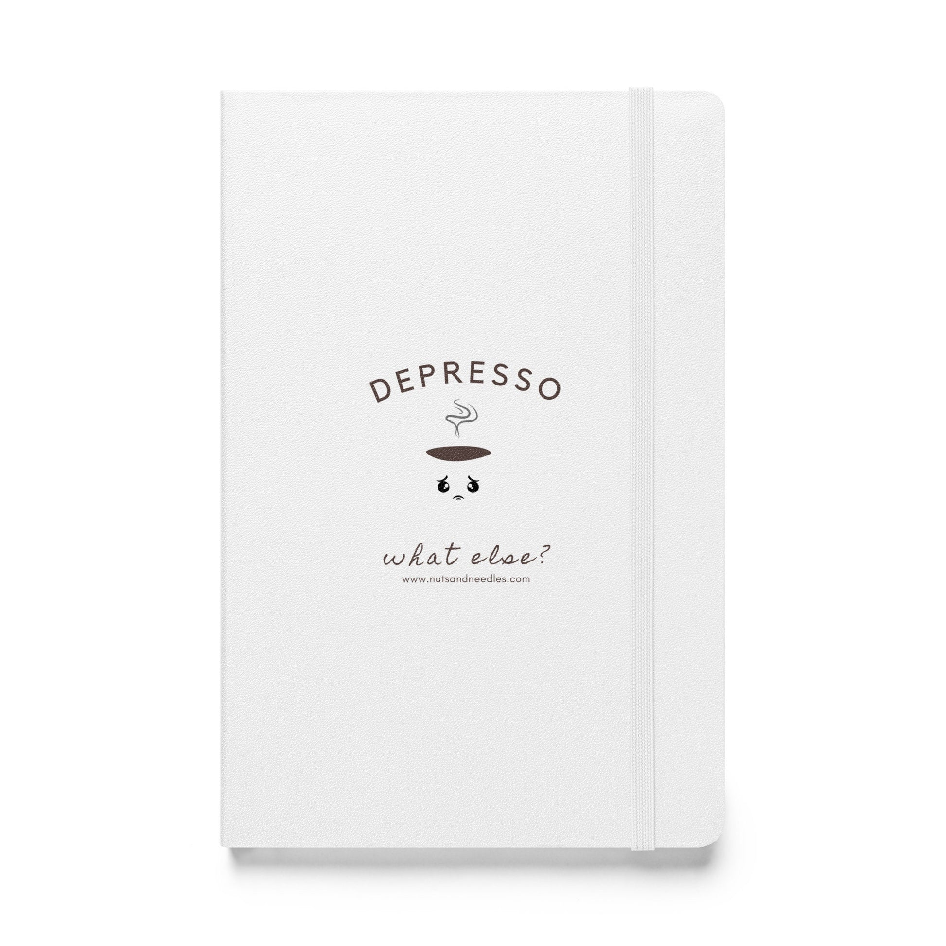 Mental Health Awareness Notebook &#39;Depresso What Else?, Hardcover bound notebook, part of profit donated to Depression Awareness charity