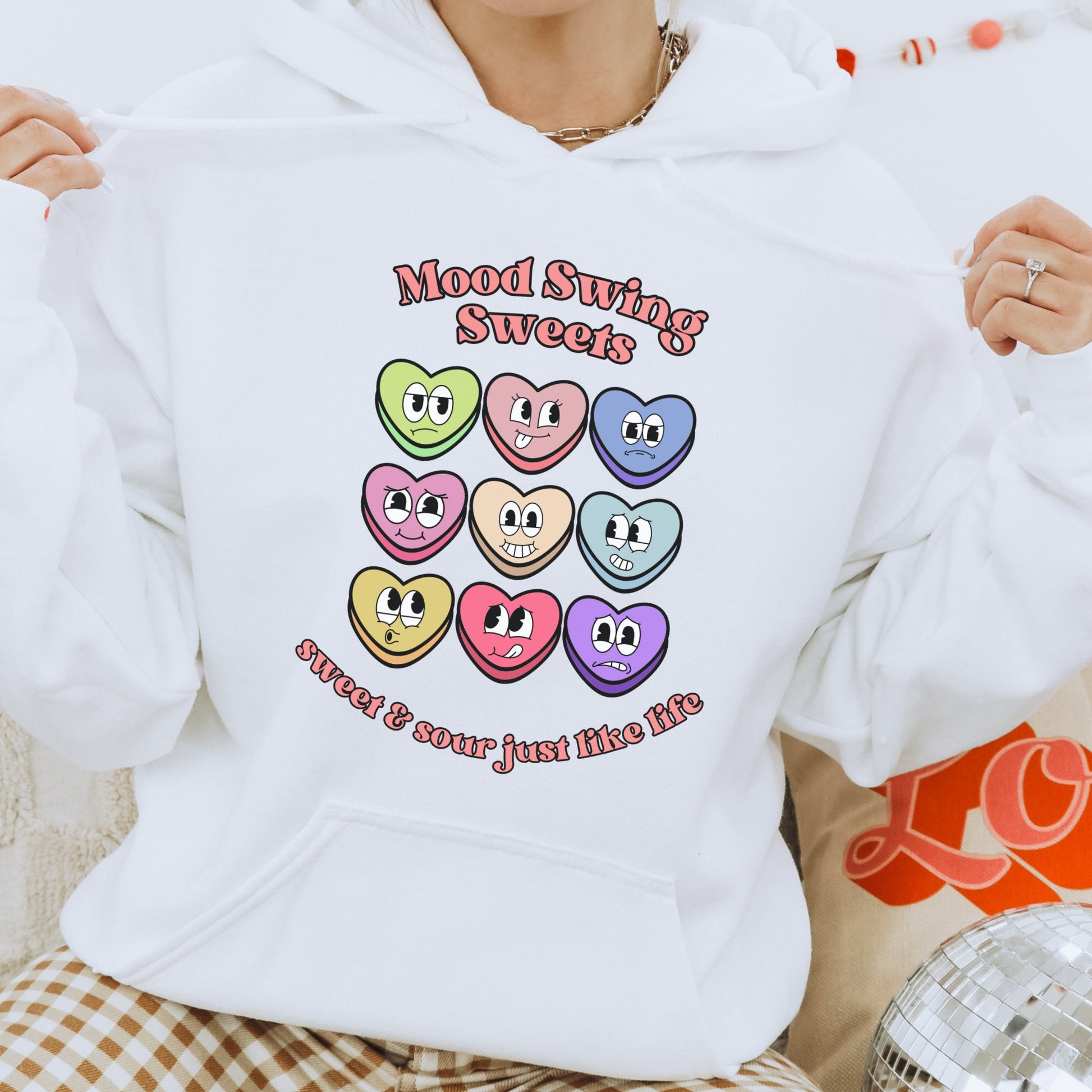 Mental Health Hoodie 'Mood Swing Sweets', Valentines Day, Self Love, Self Care, Part of Profit donated to charity, Valentines Gift